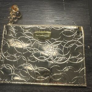 MAC Cosmetics Gold Metallic Embossed Cosmetic Bag